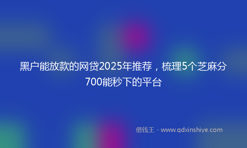 黑户能放款的网贷2025年推荐，梳理5个芝麻分700能秒下的平台