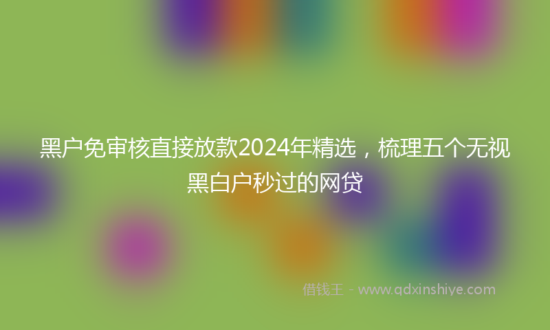 黑户免审核直接放款2024年精选，梳理五个无视黑白户秒过的网贷