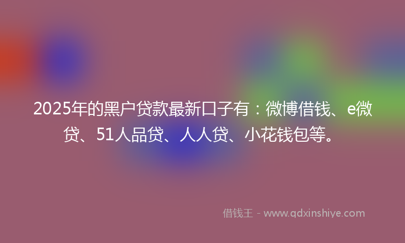 2025年的黑户贷款最新口子有：微博借钱、e微贷、51人品贷、人人贷、小花钱包等。
