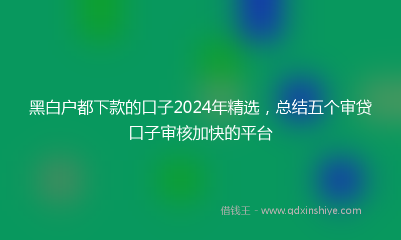 黑白户都下款的口子2024年精选，总结五个审贷口子审核加快的平台