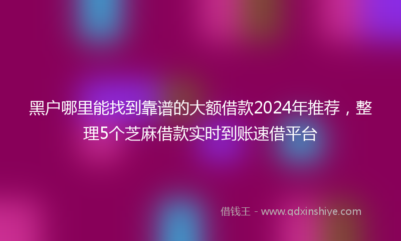 黑户哪里能找到靠谱的大额借款2024年推荐，整理5个芝麻借款实时到账速借平台