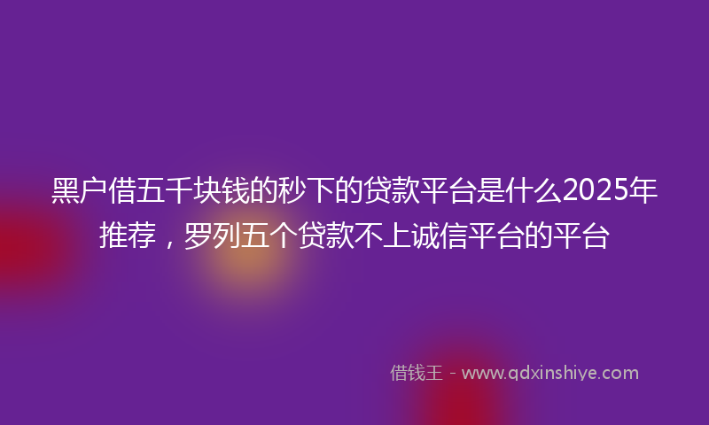 黑户借五千块钱的秒下的贷款平台是什么2025年推荐，罗列五个贷款不上诚信平台的平台