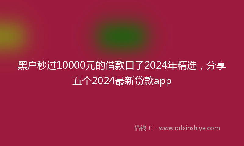 黑户秒过10000元的借款口子2024年精选，分享五个2024最新贷款app