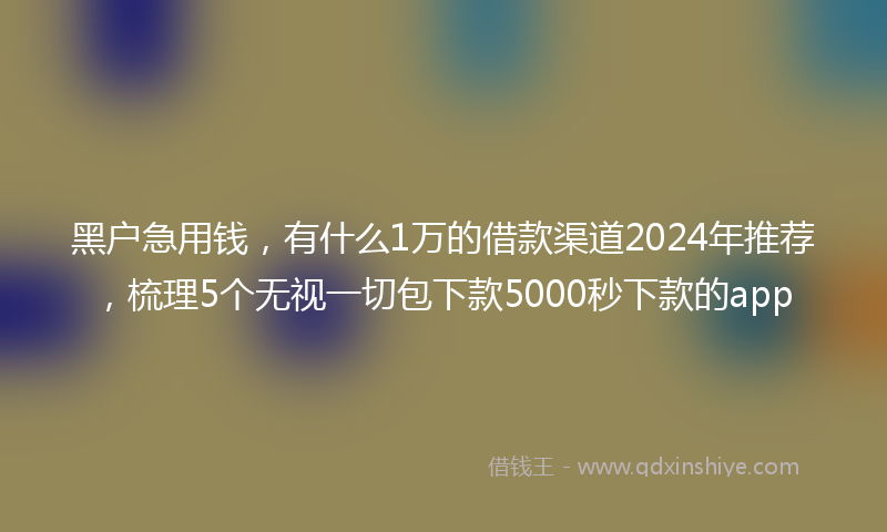 黑户急用钱，有什么1万的借款渠道2024年推荐，梳理5个无视一切包下款5000秒下款的app