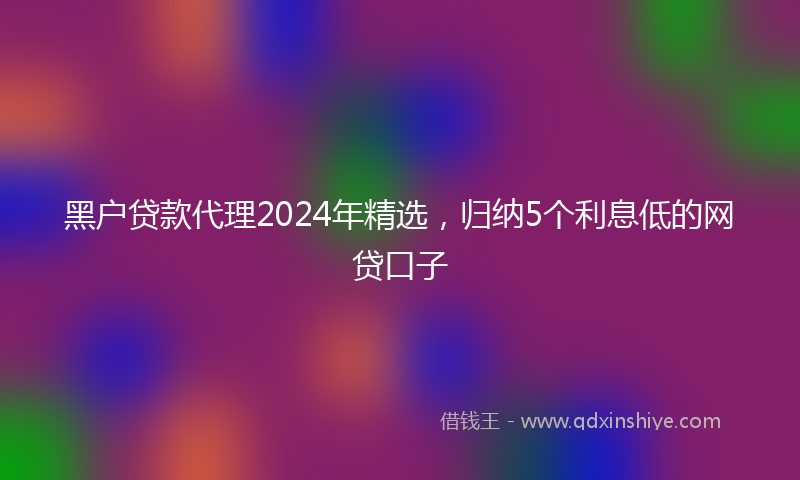 黑户贷款代理2024年精选，归纳5个利息低的网贷口子