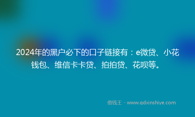 2024年的黑户必下的口子链接有：e微贷、小花钱包、维信卡卡贷、拍拍贷、花呗等。