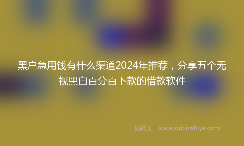 黑户急用钱有什么渠道2024年推荐，分享五个无视黑白百分百下款的借款软件