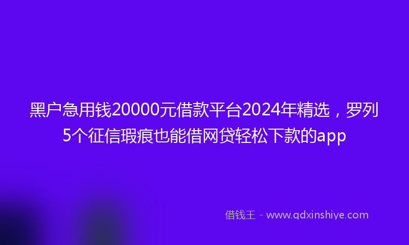 黑户急用钱20000元借款平台2024年精选，罗列5个征信瑕疵也能借网贷轻松下款的app