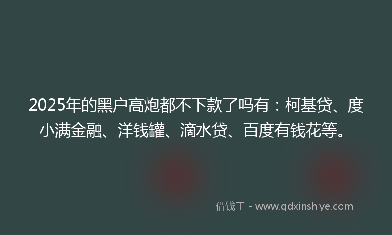2025年的黑户高炮都不下款了吗有：柯基贷、度小满金融、洋钱罐、滴水贷、百度有钱花等。