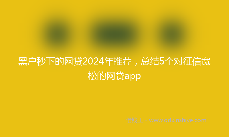 黑户秒下的网贷2024年推荐，总结5个对征信宽松的网贷app
