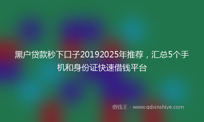 黑户贷款秒下口子20192025年推荐，汇总5个手机和身份证快速借钱平台