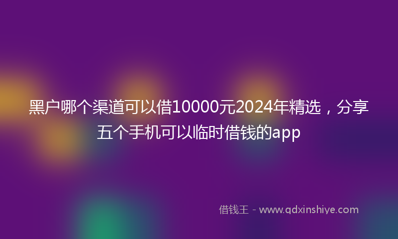 黑户哪个渠道可以借10000元2024年精选，分享五个手机可以临时借钱的app