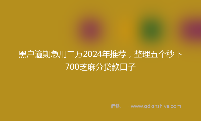 黑户逾期急用三万2024年推荐，整理五个秒下700芝麻分贷款口子