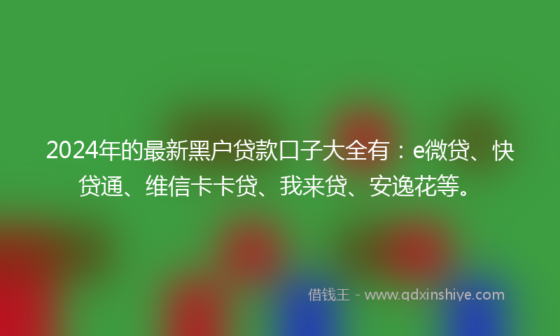 2024年的最新黑户贷款口子大全有：e微贷、快贷通、维信卡卡贷、我来贷、安逸花等。
