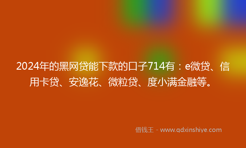 2024年的黑网贷能下款的口子714有：e微贷、信用卡贷、安逸花、微粒贷、度小满金融等。