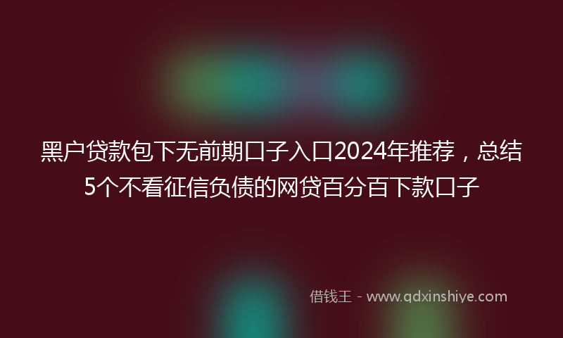 黑户贷款包下无前期口子入口2024年推荐，总结5个不看征信负债的网贷百分百下款口子