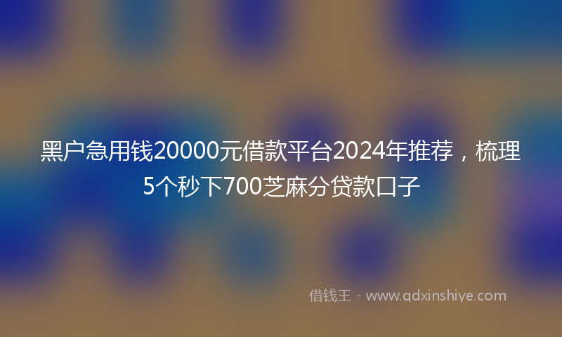 黑户急用钱20000元借款平台2024年推荐,梳理5个秒下700芝麻分贷款口子