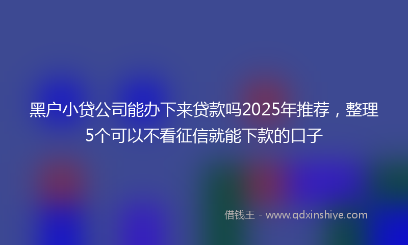 黑户小贷公司能办下来贷款吗2025年推荐，整理5个可以不看征信就能下款的口子