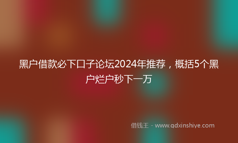黑户借款必下口子论坛2024年推荐，概括5个黑户烂户秒下一万