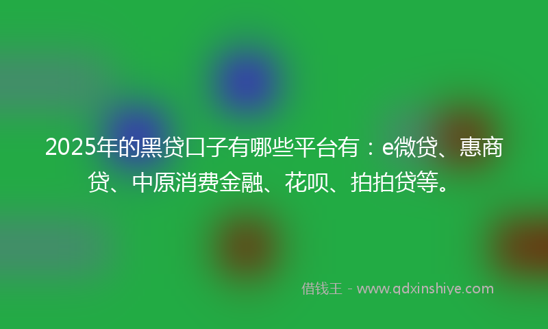 2025年的黑贷口子有哪些平台有：e微贷、惠商贷、中原消费金融、花呗、拍拍贷等。