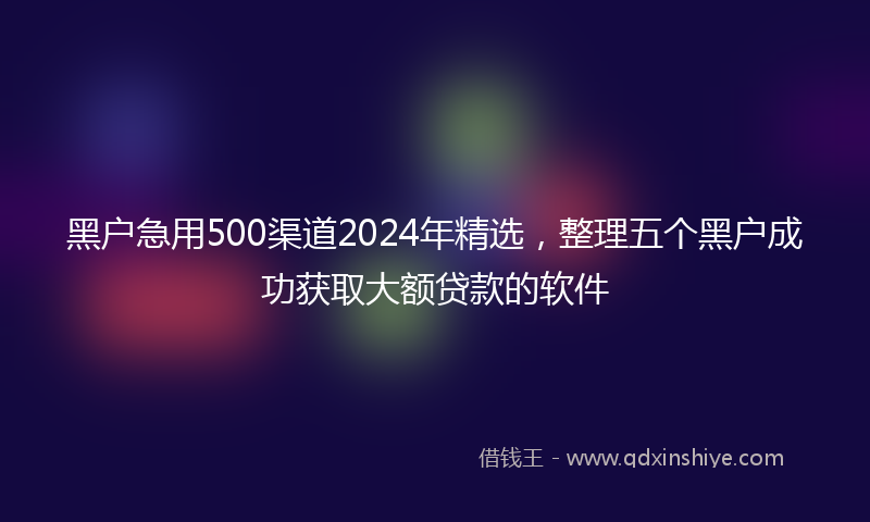黑户急用500渠道2024年精选,整理五个黑户成功获取大额贷款的软件