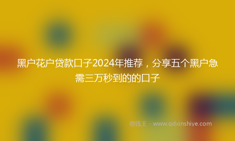 黑户花户贷款口子2024年推荐，分享五个黑户急需三万秒到的的口子
