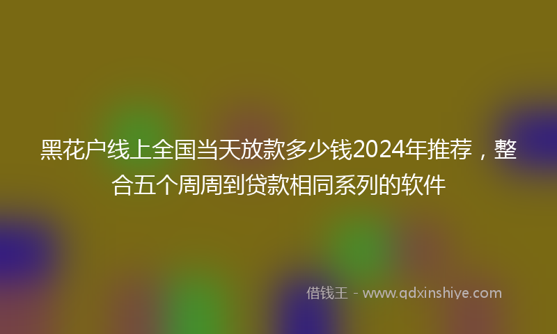 黑花户线上全国当天放款多少钱2024年推荐，整合五个周周到贷款相同系列的软件