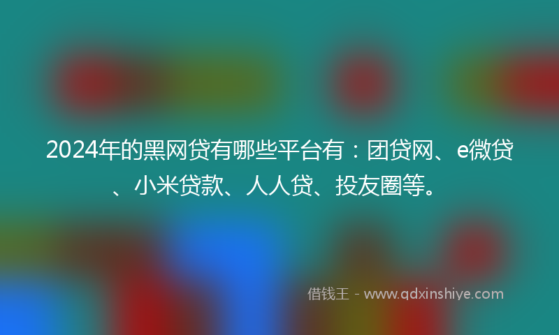 2024年的黑网贷有哪些平台有：团贷网、e微贷、小米贷款、人人贷、投友圈等。