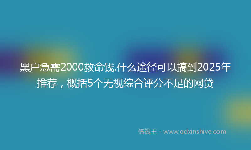 黑户急需2000救命钱,什么途径可以搞到2025年推荐，概括5个无视综合评分不足的网贷