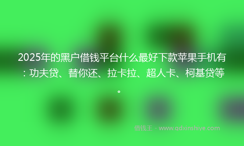 2025年的黑户借钱平台什么最好下款苹果手机有：功夫贷、替你还、拉卡拉、超人卡、柯基贷等。