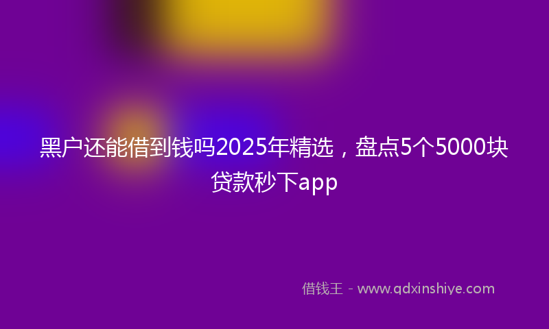 黑户还能借到钱吗2025年精选，盘点5个5000块贷款秒下app