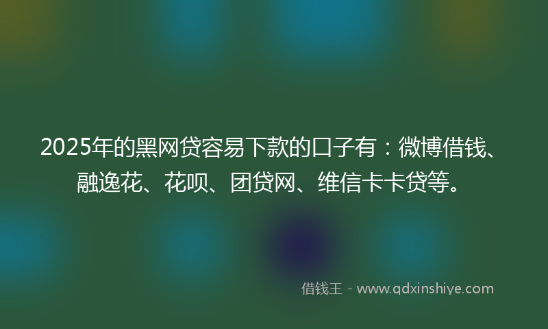 2025年的黑网贷容易下款的口子有：微博借钱、融逸花、花呗、团贷网、维信卡卡贷等。