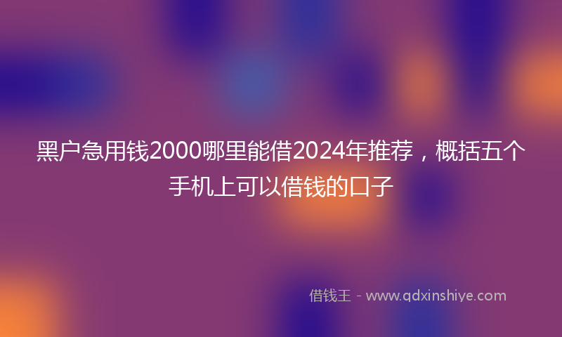 黑户急用钱2000哪里能借2024年推荐,概括五个手机上可以借钱的口子
