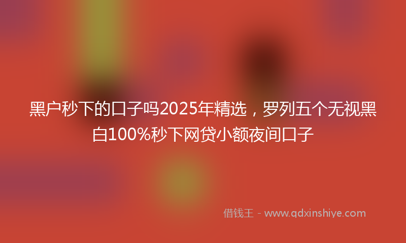 黑户秒下的口子吗2025年精选，罗列五个无视黑白100%秒下网贷小额夜间口子