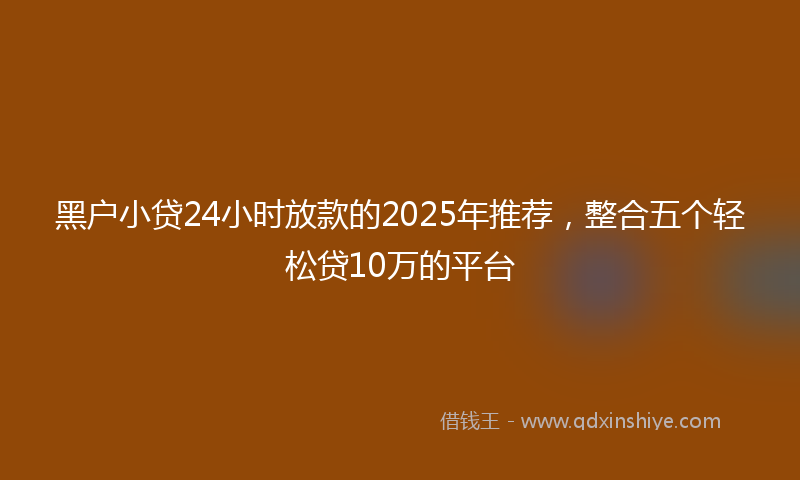 黑户小贷24小时放款的2025年推荐，整合五个轻松贷10万的平台