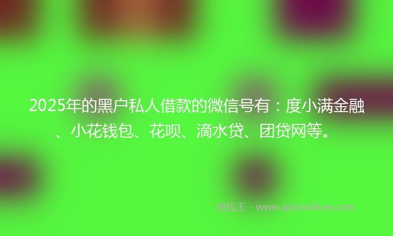 2025年的黑户私人借款的微信号有：度小满金融、小花钱包、花呗、滴水贷、团贷网等。
