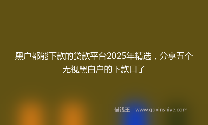黑户都能下款的贷款平台2025年精选，分享五个无视黑白户的下款口子