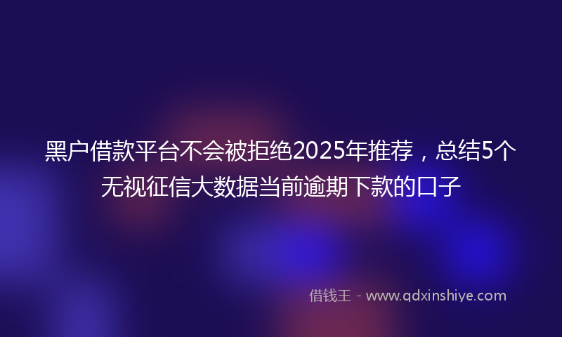 黑户借款平台不会被拒绝2025年推荐，总结5个无视征信大数据当前逾期下款的口子