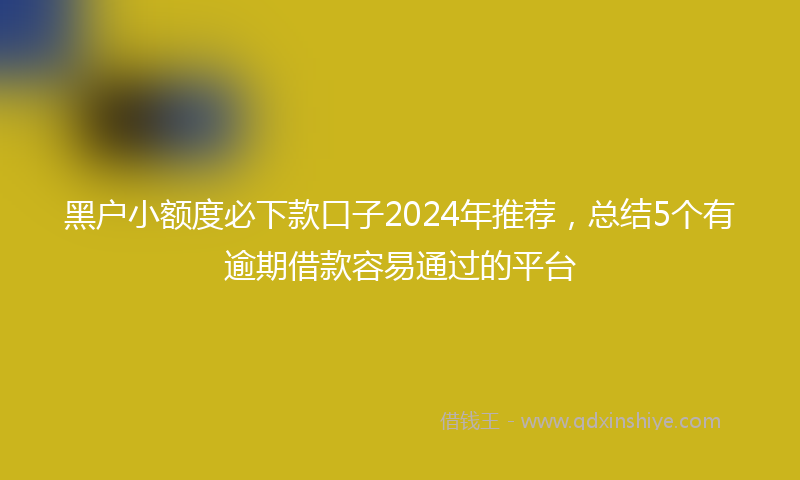 黑户小额度必下款口子2024年推荐，总结5个有逾期借款容易通过的平台