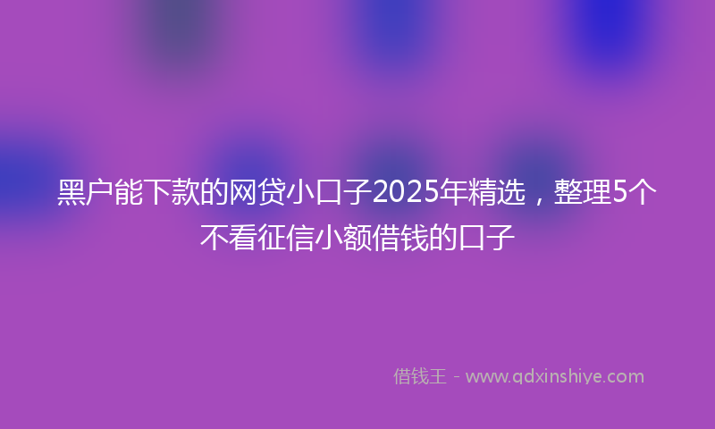 黑户能下款的网贷小口子2025年精选，整理5个不看征信小额借钱的口子