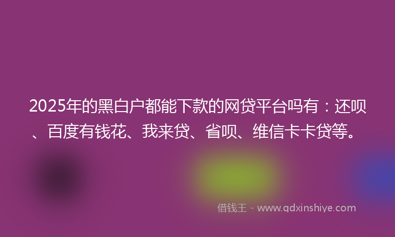 2025年的黑白户都能下款的网贷平台吗有：还呗、百度有钱花、我来贷、省呗、维信卡卡贷等。
