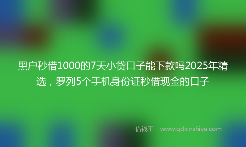 黑户秒借1000的7天小贷口子能下款吗2025年精选，罗列5个手机身份证秒借现金的口子
