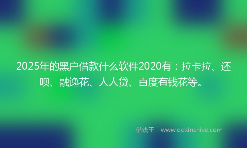 2025年的黑户借款什么软件2020有：拉卡拉、还呗、融逸花、人人贷、百度有钱花等。