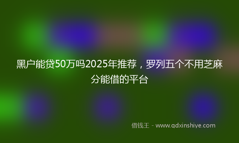 黑户能贷50万吗2025年推荐，罗列五个不用芝麻分能借的平台
