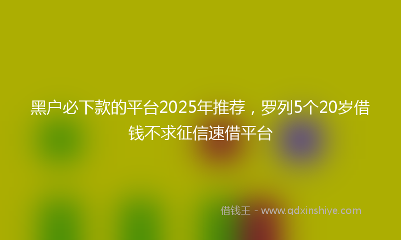 黑户必下款的平台2025年推荐，罗列5个20岁借钱不求征信速借平台
