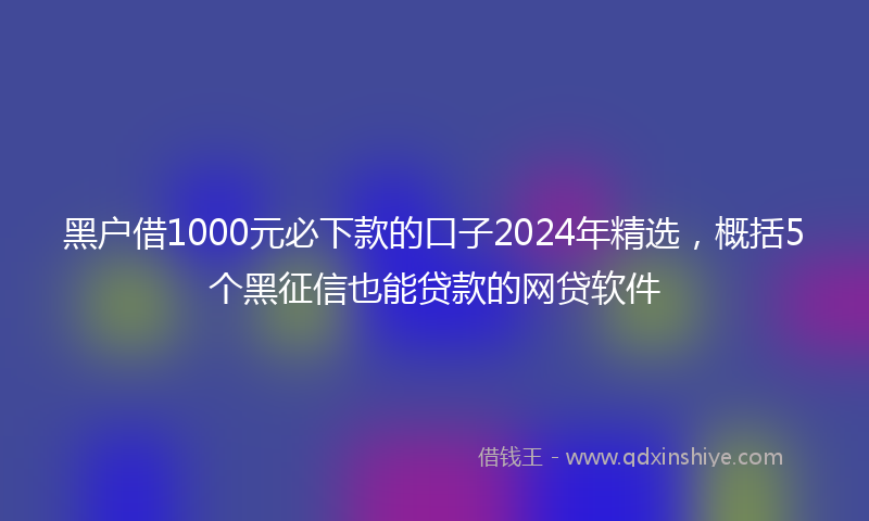 黑户借1000元必下款的口子2024年精选，概括5个黑征信也能贷款的网贷软件