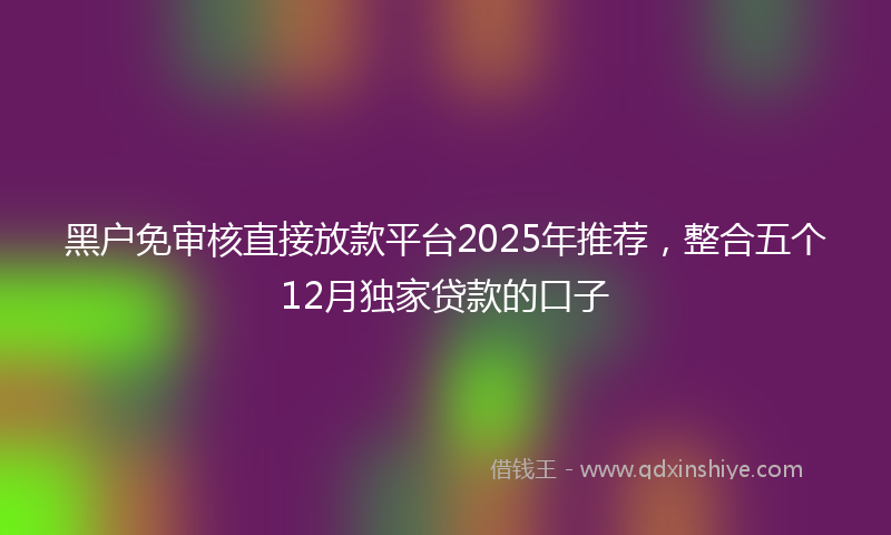 黑户免审核直接放款平台2025年推荐，整合五个12月独家贷款的口子