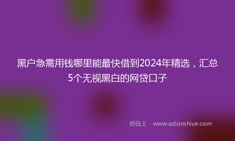 黑户急需用钱哪里能最快借到2024年精选，汇总5个无视黑白的网贷口子