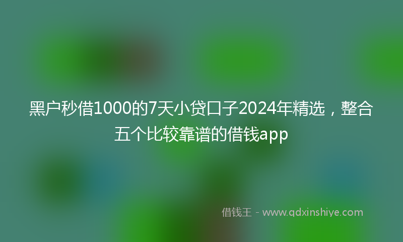 黑户秒借1000的7天小贷口子2024年精选，整合五个比较靠谱的借钱app