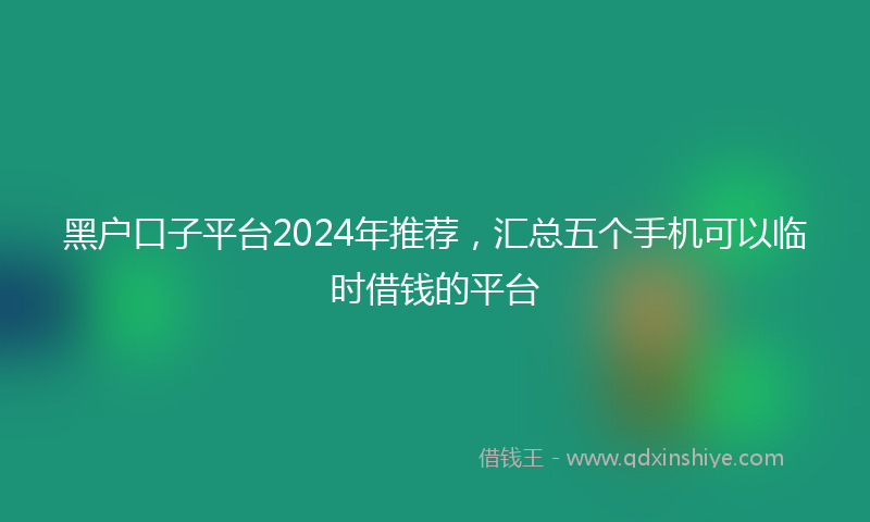 黑户口子平台2024年推荐，汇总五个手机可以临时借钱的平台